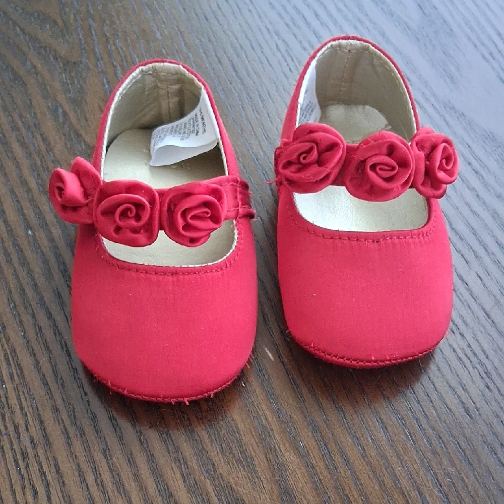Janie and Jack Baby Shoes, Size 3-6 Months, Red Roses